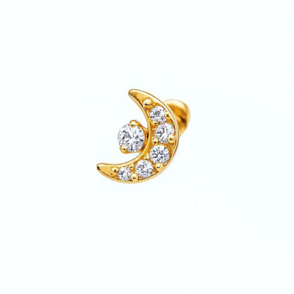 Salvatori Paris Cubic Zirconia Half Moon with Star Design Titanium Piercing