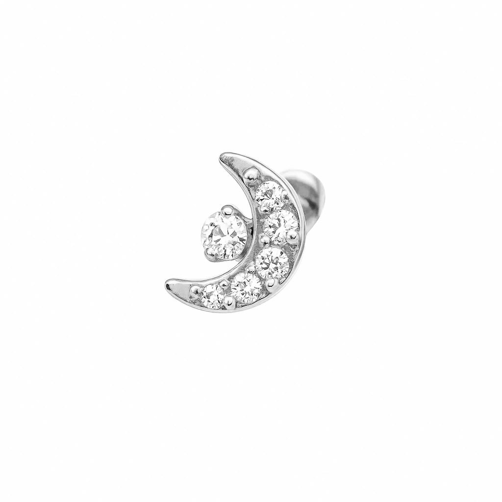 Salvatori Paris Cubic Zirconia Half Moon with Star Design Titanium Piercing