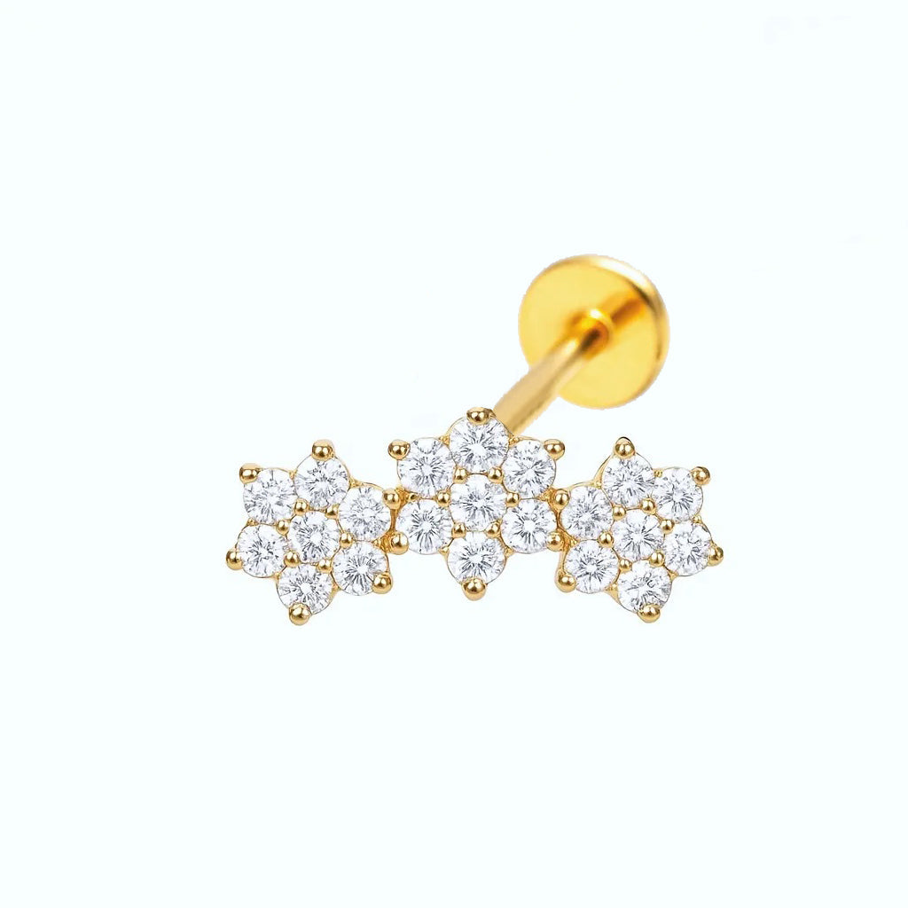 Salvatori Paris Cubic Zirconia Stars Design Titanium Piercing