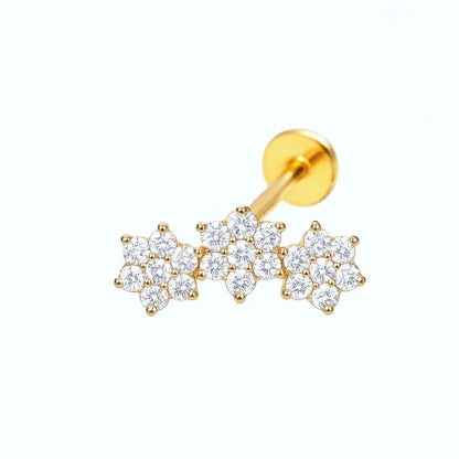 Salvatori Paris Cubic Zirconia Stars Design Titanium Piercing