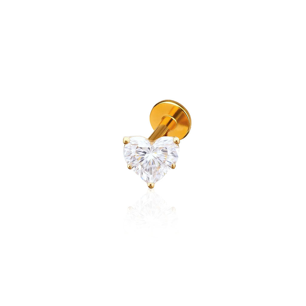Salvatori Paris Cubic Zirconia Heart Design Titanium Piercing