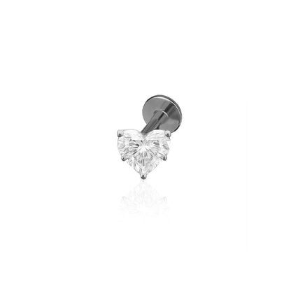 Salvatori Paris Cubic Zirconia Heart Design Titanium Piercing