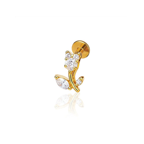 Salvatori Paris Cubic Zirconia Tulip Design Titanium Piercing