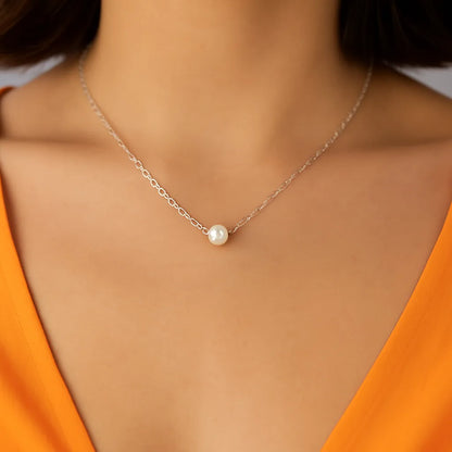 Salvatori Paris Clara Lux Silver Single Baroque Dainty Pearl Choker Necklace