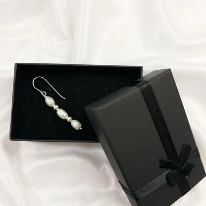 Salvatori Paris Solea Alba Silver Triple Pearl Drop Earrings