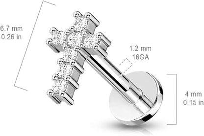 Salvatori Paris Silver Surgical Steel Cross Design Tragus Piercing