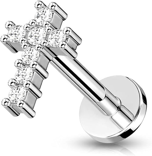 Salvatori Paris Silver Surgical Steel Cross Design Tragus Piercing
