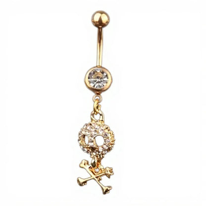 Salvatori Paris Surgical Steel Crystal Skull Butterfly Belly Button Piercing