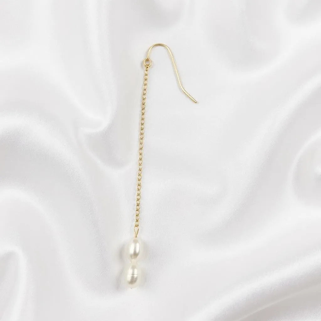 Salvatori Paris Solea Alba Long Chain Pearl Drop Earrings