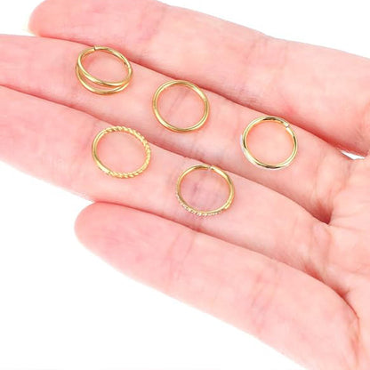 Salvatori Paris Crystal Hinged and Plain Segment 5 Piece Ear Piercing Set