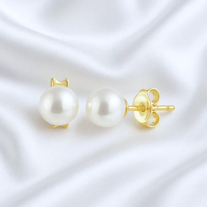 Salvatori Paris Voile d’Or 4mm Classic Pearl Stud Earrings