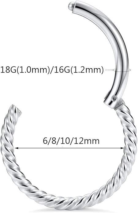 Salvatori Paris Twisted Clicker Helix Piercing Hoop Earring