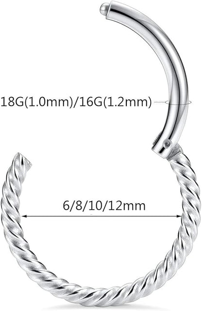 Salvatori Paris Twisted Clicker Helix Piercing Hoop Earring