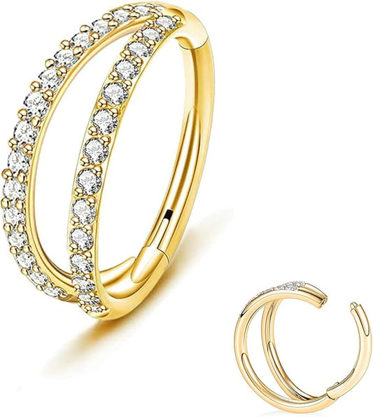Salvatori Paris Crystal Double Conch Piercing and Hoop Piercing