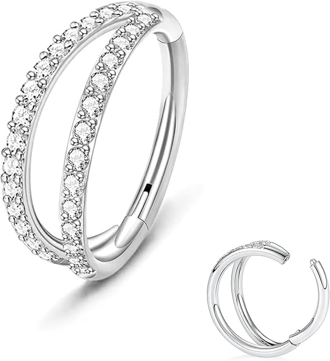Salvatori Paris Crystal Double Conch Piercing and Hoop Piercing
