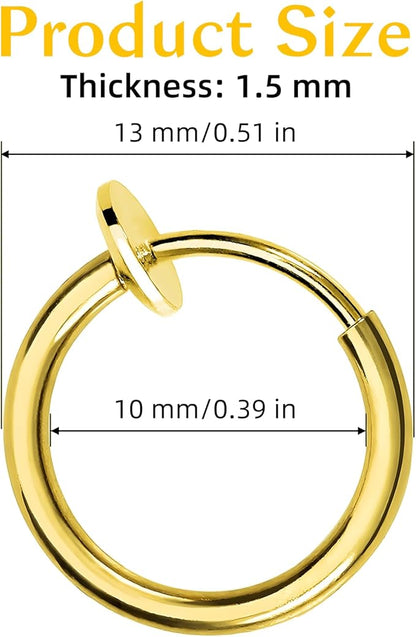 Salvatori Paris Gold Fake Nose Lip Earring Ring Hoop 20G Nose Hoop Rings