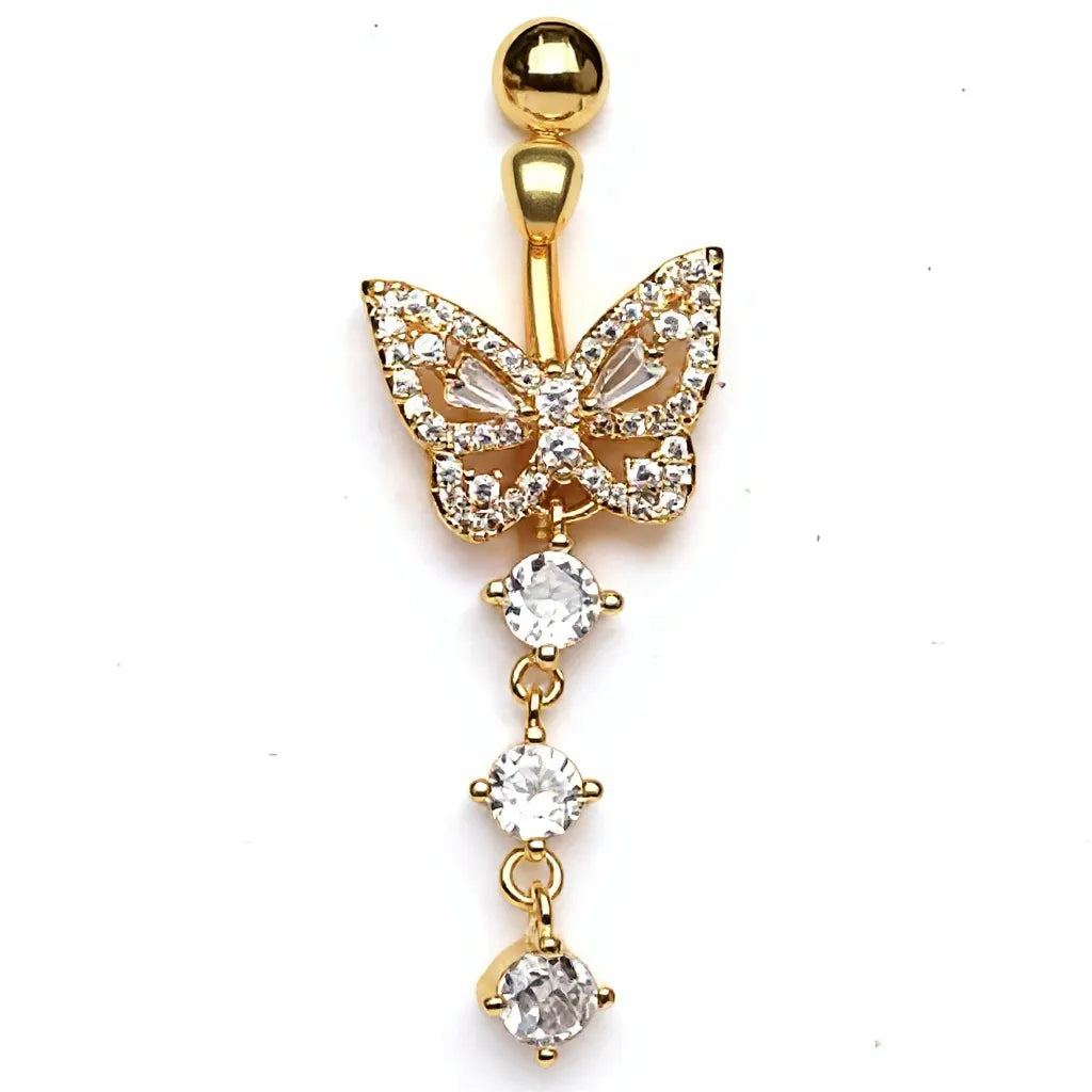 Salvatori Paris Silver Surgical Steel Diamond Butterfly Belly Piercing