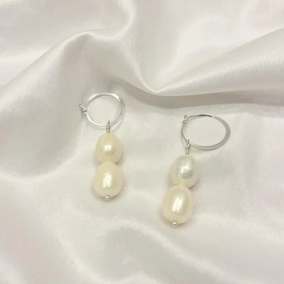 Salvatori Paris Silva Opale Silver Double Pearl Drop Earrings