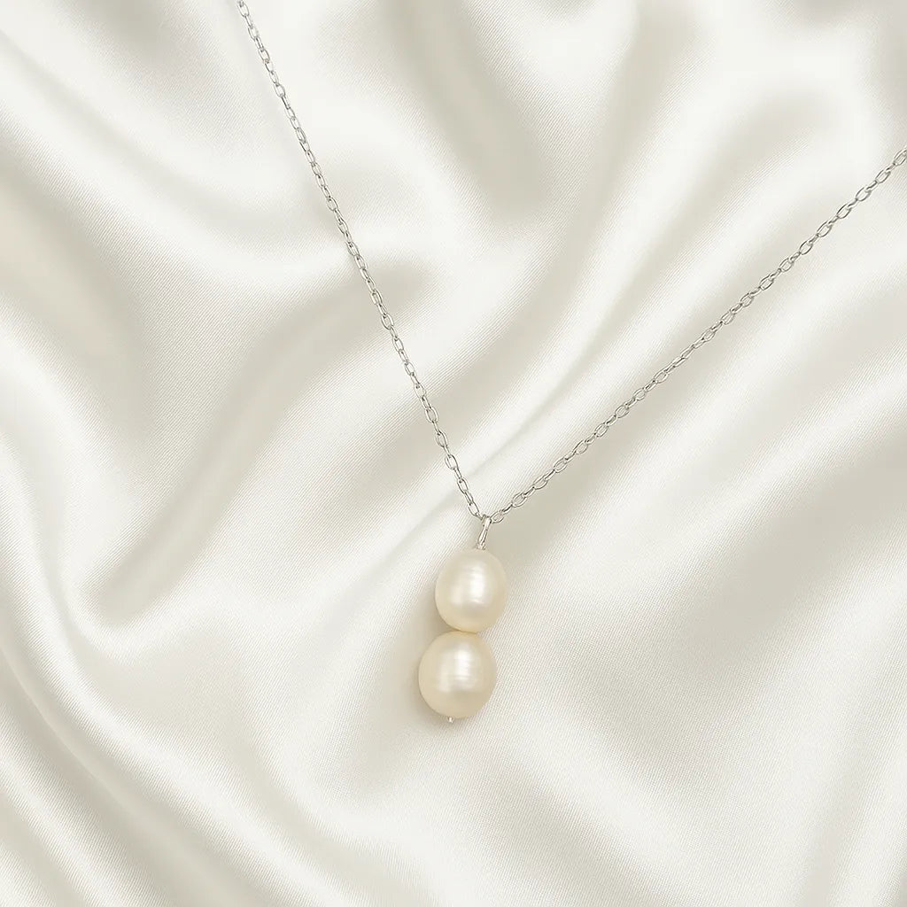 Salvatori Paris Clara Lux Silver Double Baroque Pearl Necklace