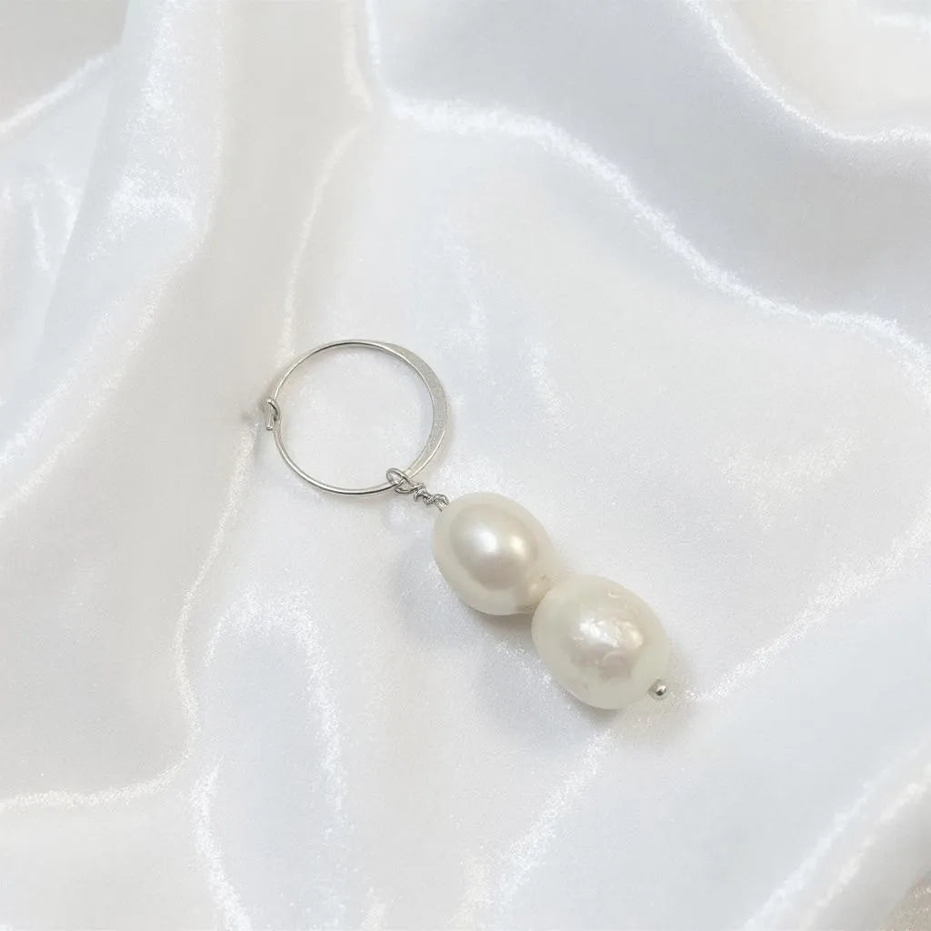 Salvatori Paris Silva Opale Silver Double Pearl Drop Earrings