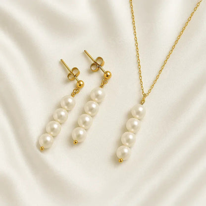 Salvatori Paris Vent Saphir Stud Earrings & Vent Saphir Pearl Necklace Set