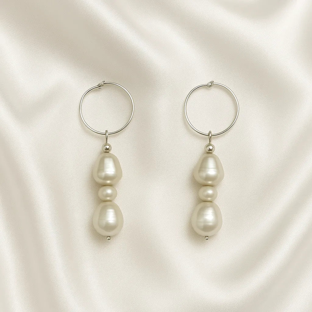 Salvatori Paris Saphire Nuit Silver Pearl Drop Earrings