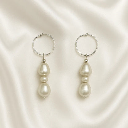 Salvatori Paris Saphire Nuit Silver Pearl Drop Earrings