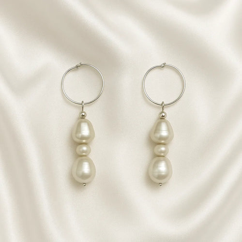 Salvatori Paris Saphire Nuit Silver Pearl Drop Earrings