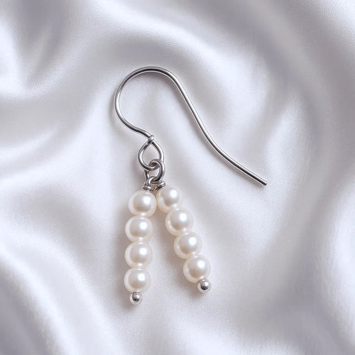 Salvatori Paris Vita Perlata Silver Fresh Water Pearl Double Drop Earrings