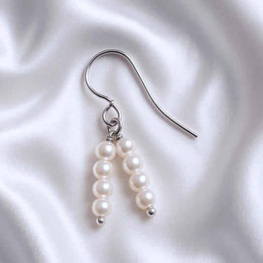 Salvatori Paris Vita Perlata Silver Fresh Water Pearl Double Drop Earrings