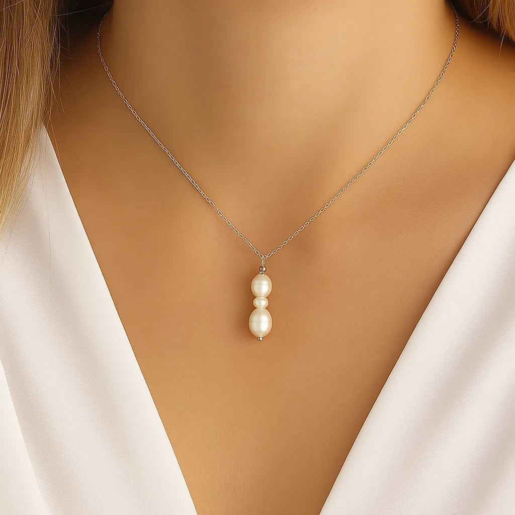 Salvatori Paris Saphire Nuit Silver Pearl Necklace