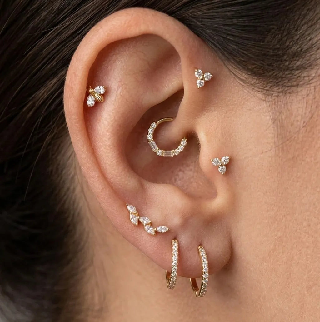 Salvatori Paris Titanium Trinity Sparkle Flat Back Stud