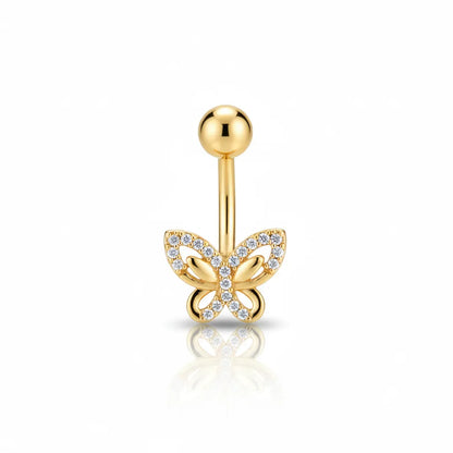 Salvatori Paris Surgical Steel Crystal Butterfly Belly Bar