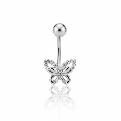 Salvatori Paris Surgical Steel Crystal Butterfly Belly Bar