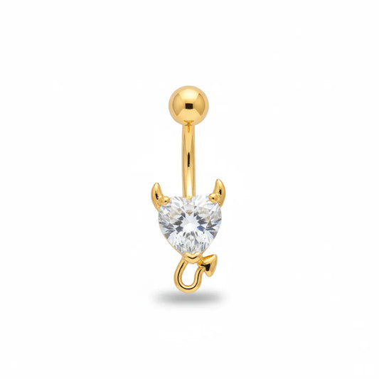 Salvatori Paris Surgical Steel Crystal Devil Heart Belly Button Ring