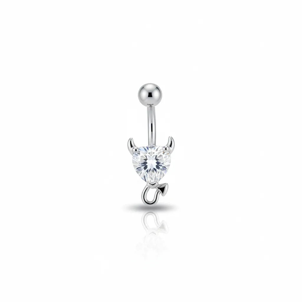 Salvatori Paris Surgical Steel Crystal Devil Heart Belly Button Ring