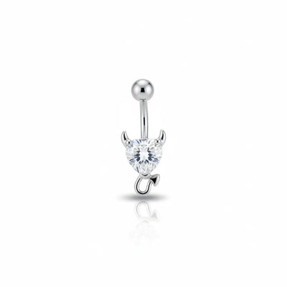 Salvatori Paris Surgical Steel Crystal Devil Heart Belly Button Ring