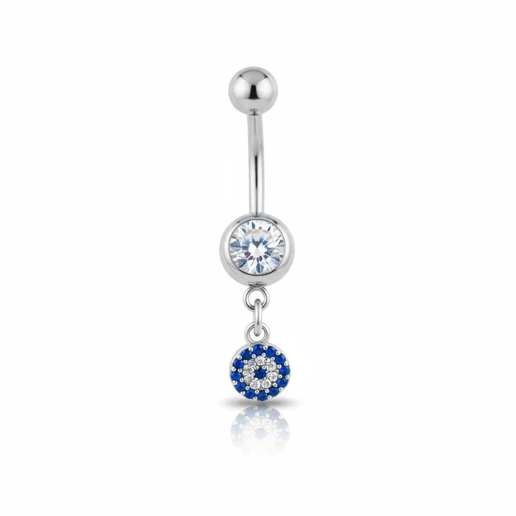Salvatori Paris Surgical Steel Evil Eye Dangle Belly Button Ring