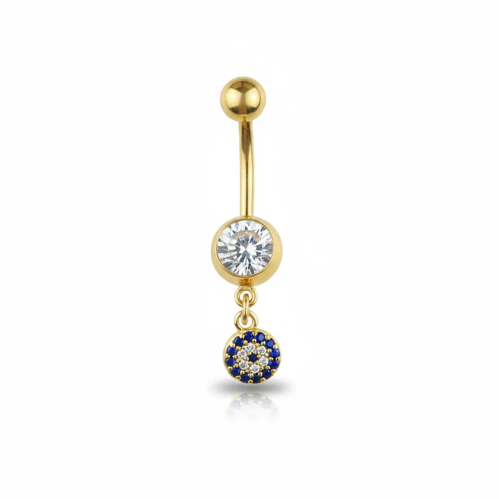 Salvatori Paris Surgical Steel Evil Eye Dangle Belly Button Ring