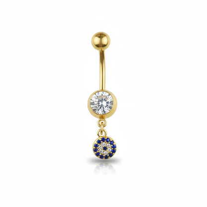 Salvatori Paris Surgical Steel Evil Eye Dangle Belly Button Ring