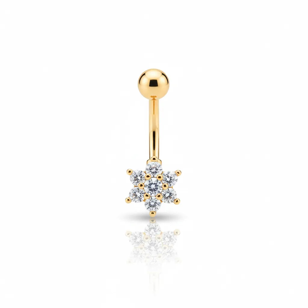 Salvatori Paris Surgical Steel Crystal Flower Cluster Belly Bar