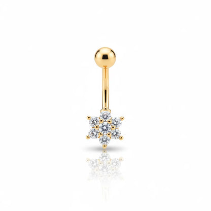 Salvatori Paris Surgical Steel Crystal Flower Cluster Belly Bar