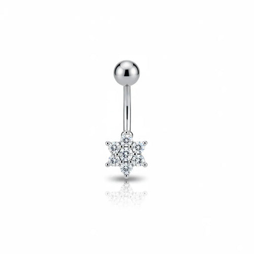 Salvatori Paris Surgical Steel Crystal Flower Cluster Belly Bar
