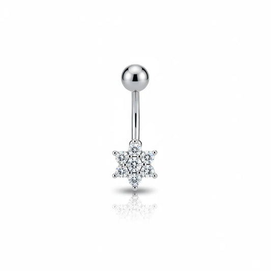 Salvatori Paris Surgical Steel Crystal Flower Cluster Belly Bar