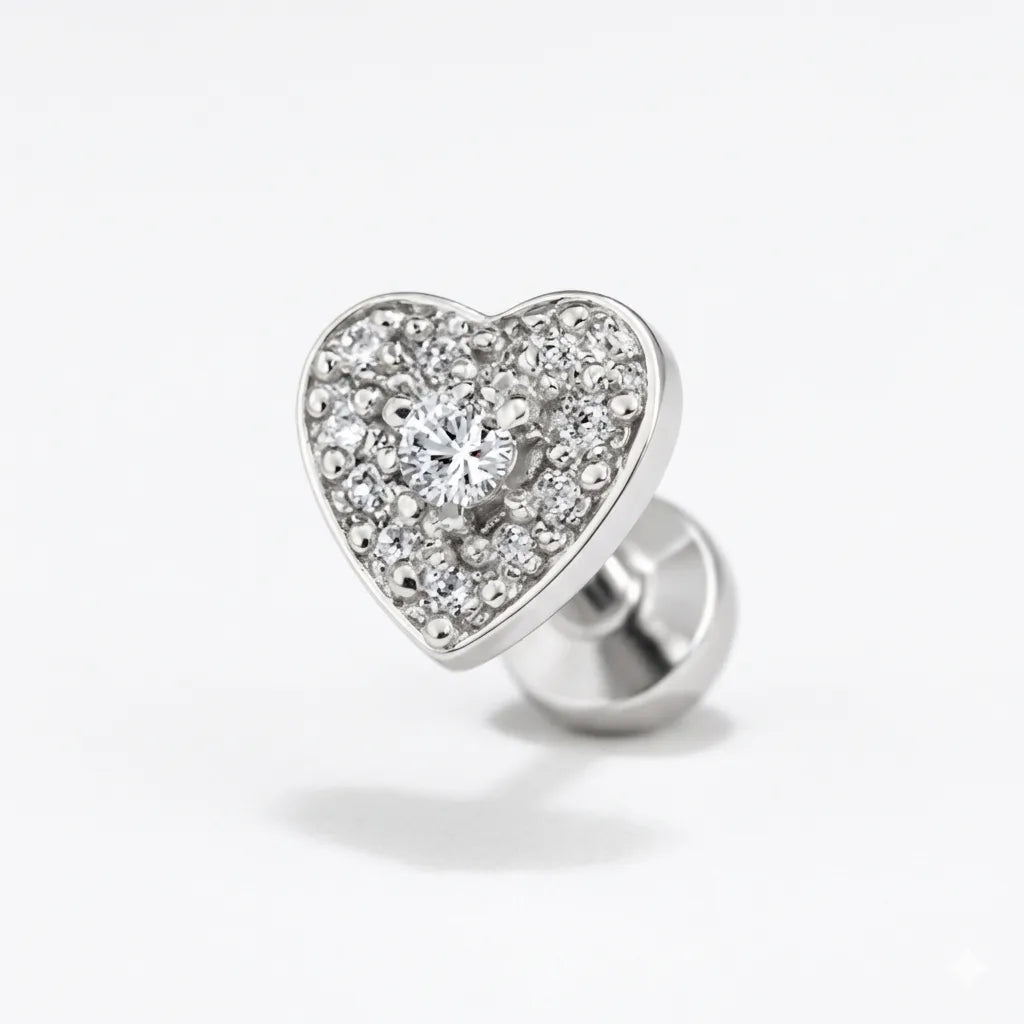 Salvatori Paris Crystal Heart Titanium Piercing