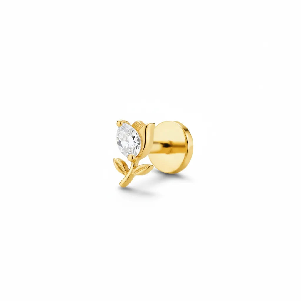 Salvatori Paris Crystal Tulip Flower Top Tragus Piercing