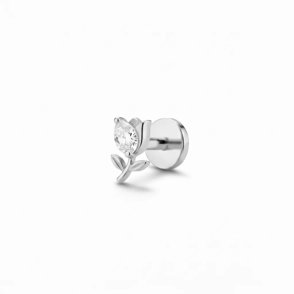 Salvatori Paris Crystal Tulip Flower Top Tragus Piercing