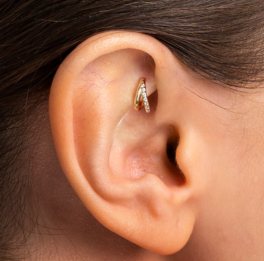 Salvatori Paris Double Hinged Segment Rook Piercing Cartilage Hoop