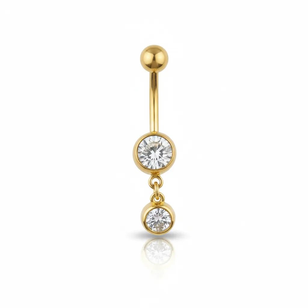Salvatori Paris Surgical Steel Double Jewel Belly Button Ring