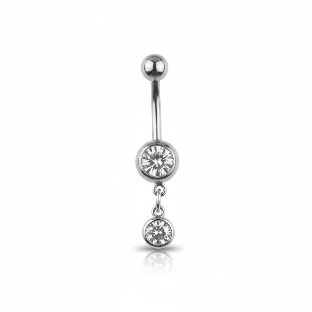 Salvatori Paris Surgical Steel Double Jewel Belly Button Ring